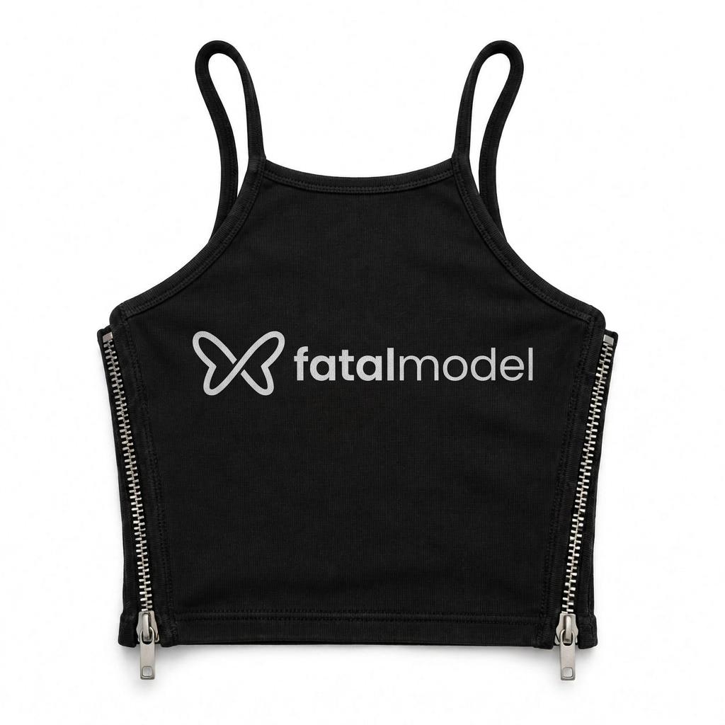 Regata Cropped Zipper com Logo — imagem 2 de 3